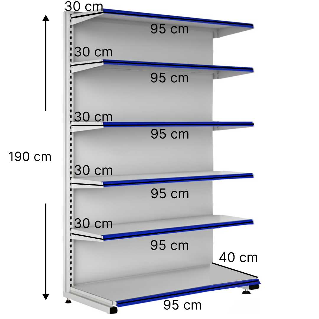 خرید و قیمت قفسه هایپری خودایست 6 طبقه 95x30 کف50 ارتفاع 190 - قفسه‌بندی وکیلی