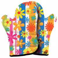 دستکش فر پارچه ای نسوز مخمل دو رو چاپ طرح گل سایز 20 در 32 مدل F1-1011 شرکت رنس