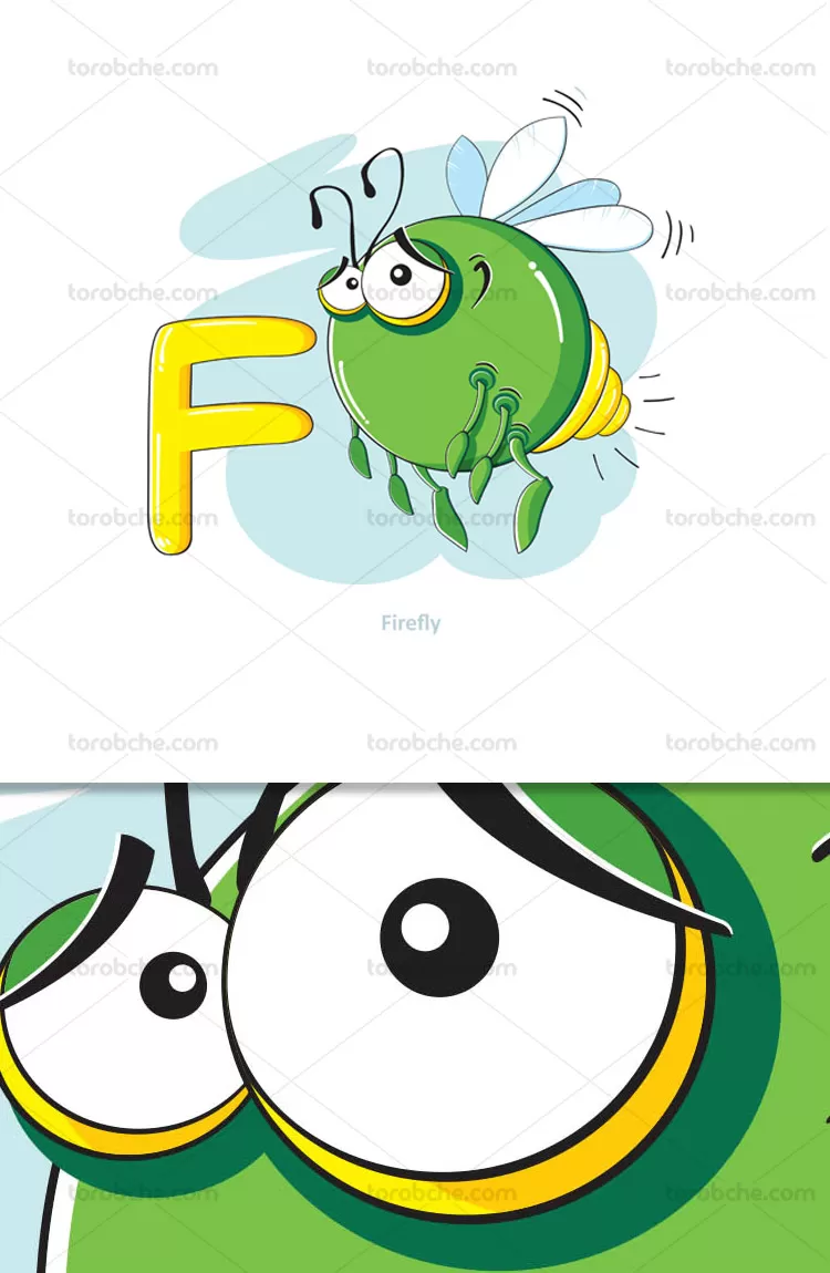 وکتور آموزشی حروف لاتین کودکان حرف F | گرافیک با طعم تربچه