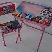 میز و صندلی تحریر بدون باکس طرح اسب شاخ دار  pony  با چاپ یووی اکلیلی برجسته   (با کارتون شکیل مخصوص میز و صندلی) 