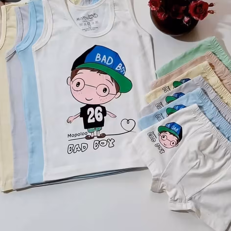 رکابی شورت پسرانه سایز دو تا ده سال جنس پنبه درجه یک