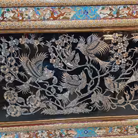 تابلو قلمزنی با قاب خاتم و مینیاتور