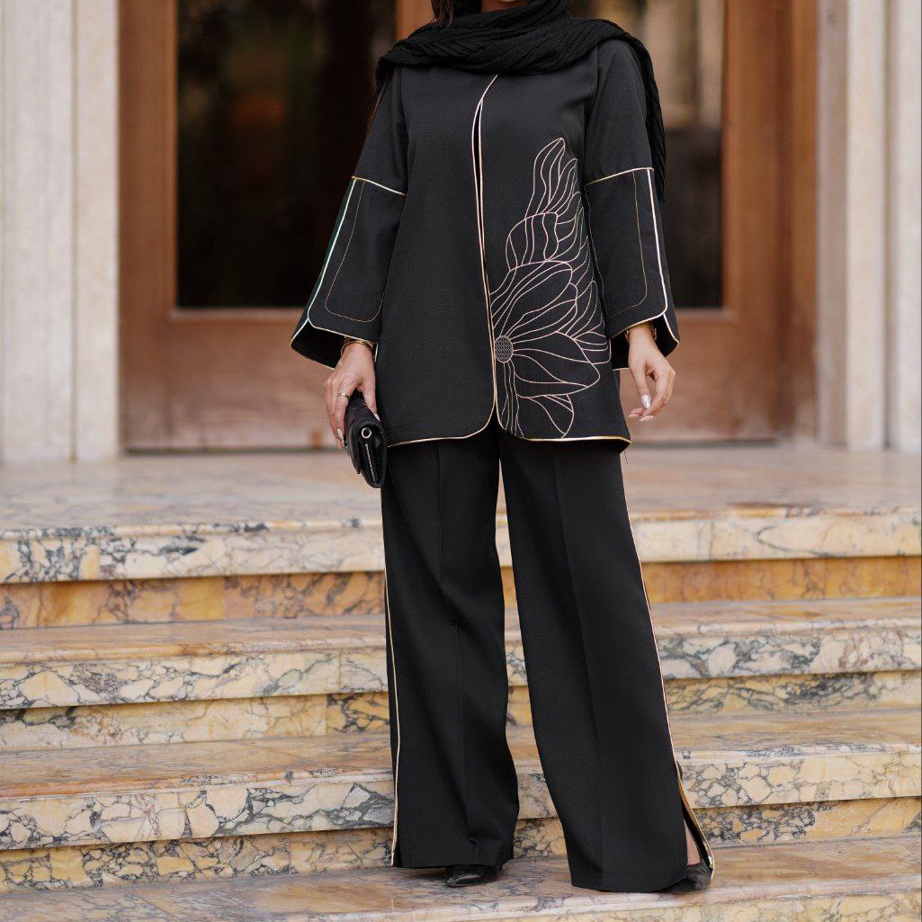 کت و شلوار مجلسی زنانه مزونی شلوار چاکدار