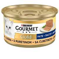 کنسرو گربه گورمت گلد gourmet gold طعم بوقلمون تاریخ انقضا آخر2024