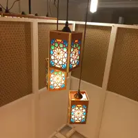 لوستر خوشه ای طرح گره چینی (ارسی)  دست ساز  با لامپ کم مصرف 
