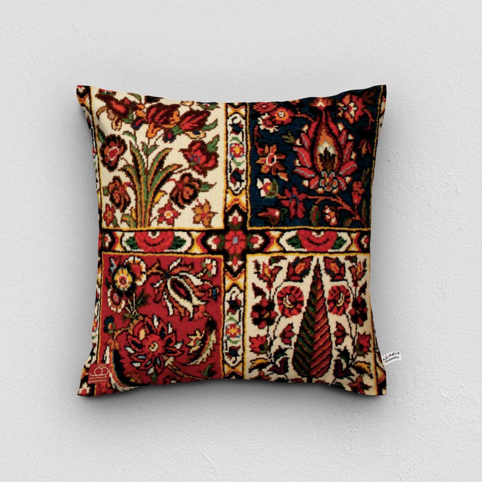 کوسن مربع 45.45 مخمل چاپی گلیم