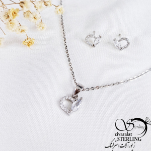 نیمست قلب نقره با نگین اتمی کد 10605