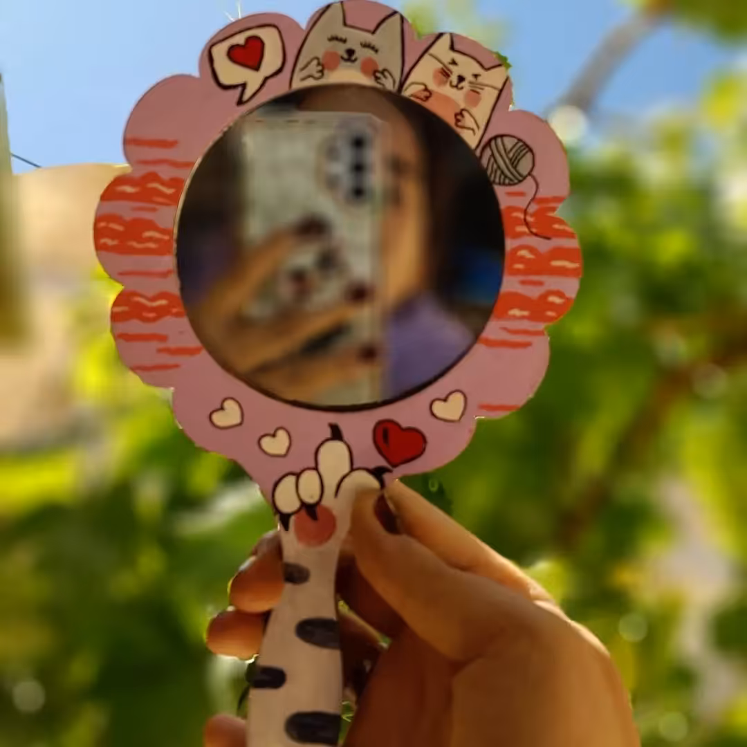 آینه دسته دار نقاشی 