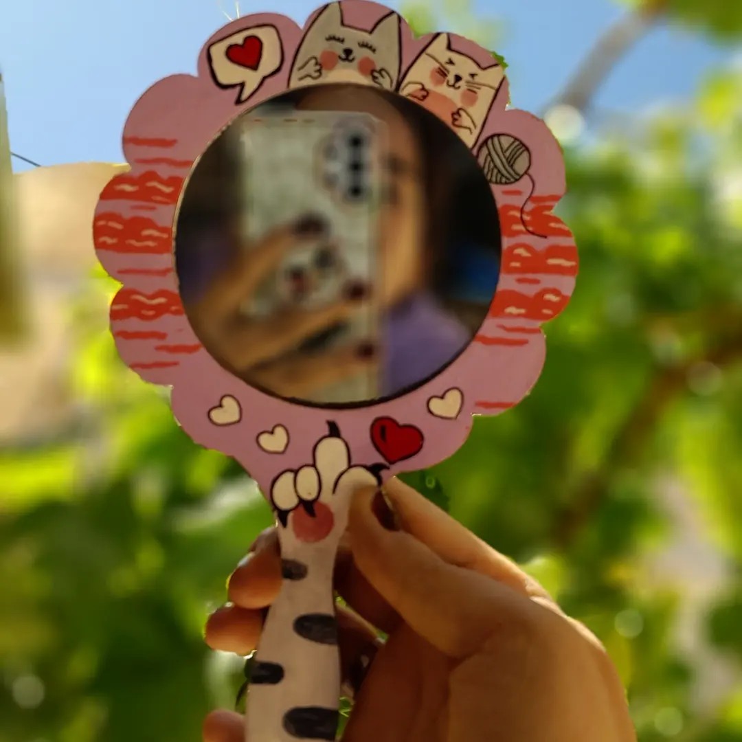 آینه دسته دار نقاشی 