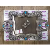 سینی پیوتر پایه دار نگین آبی سایز بزرگ خارجی