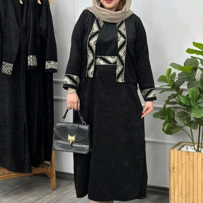 پیراهن مهمانی زنانه مخمل مدل ست سه تیکه کت سارافون و کمربند مخمل باکیفیت سروناز