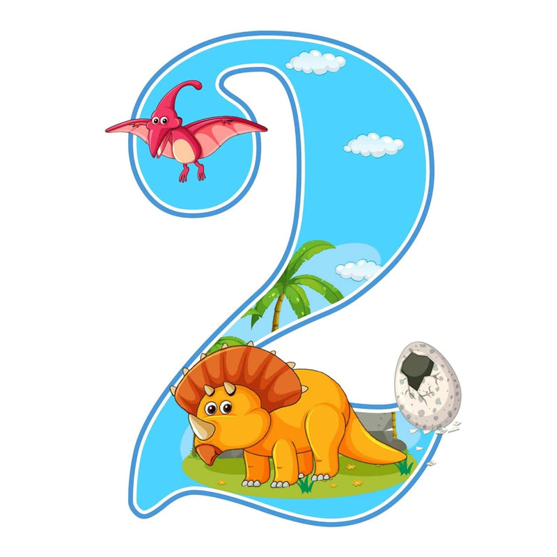 استند رومیزی تولد مدل عدد 2 طرح دایناسور