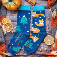 جوراب نیم ساق مدل روباه و کاج لنگه به لنگه 