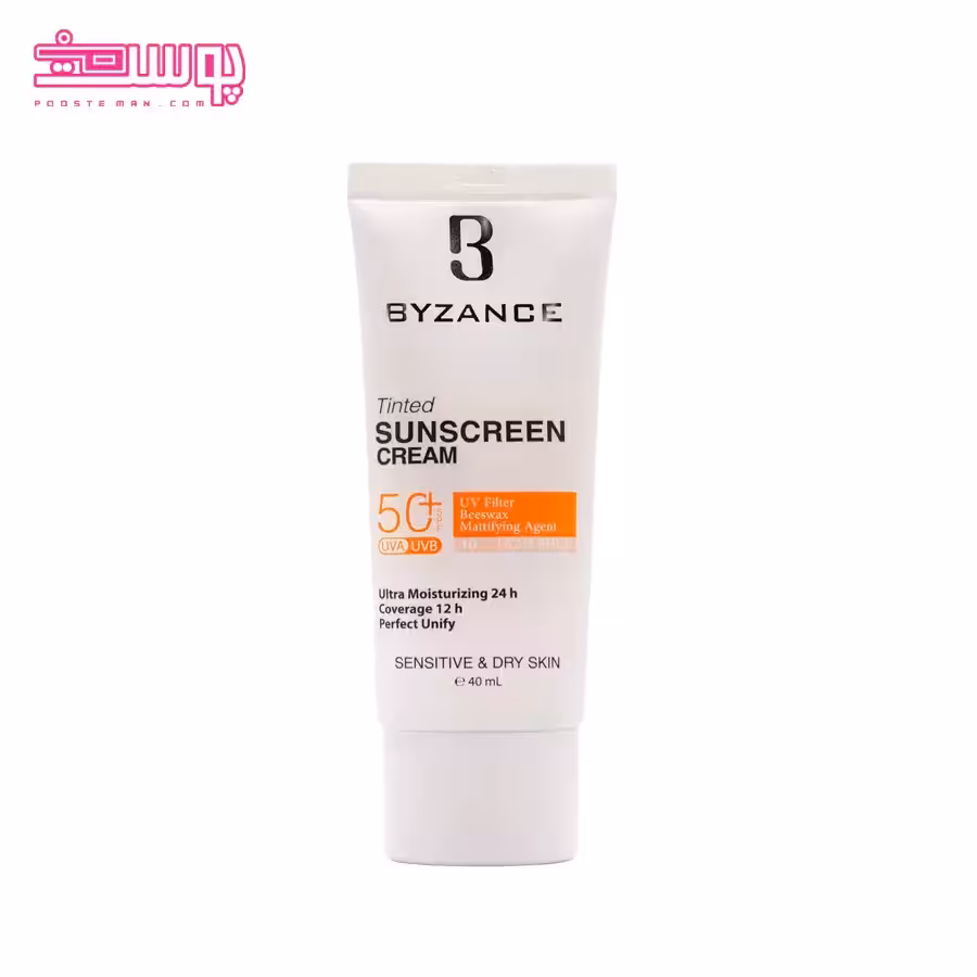 کرم ضد آفتاب رنگی بیزانس مناسب پوست خشک SPF 50 حجم 40ml