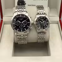 ست ساعت زنانه و مردانه مارک سیتیزن VIP بنداستیل نقره ای صفحه مشکی