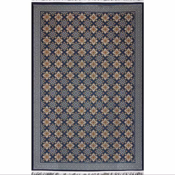 گلیم ماشینی افرند کد 9902 زمینه سرمه ای (یک و نیم متری)