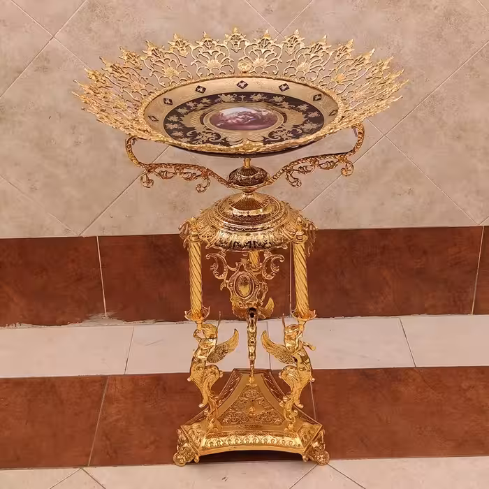 میوه خوری کنار سالنی برنزی مدل فرشته با آبکاری فورتیک کد 1432