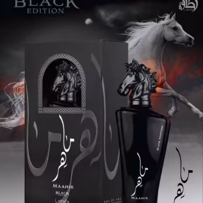 عطر ادکلن مردانه ماهر مشکی لطافه - ماندگاری و پخش بو عالی - اورجینال - دارای هارد باکس - کیفیت عالی
