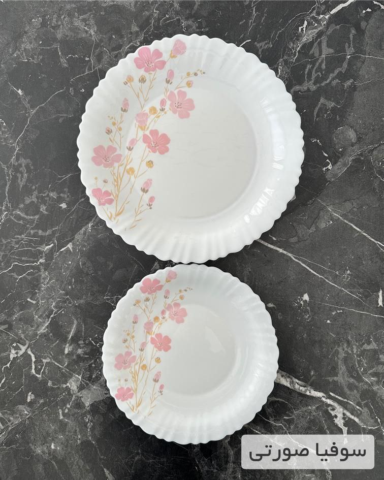 سرویس غذاخوری آرکوپال 6 نفره طرح سوفیاصورتی گلدن اپال