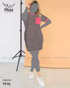 تونیک اسپورت یقه گرد فانتزی آستین کوتاه