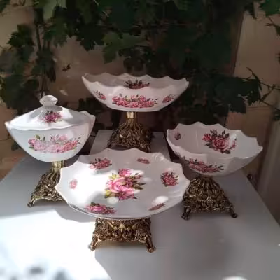 سرویس پذیرایی چهار تیکه گل صورتی