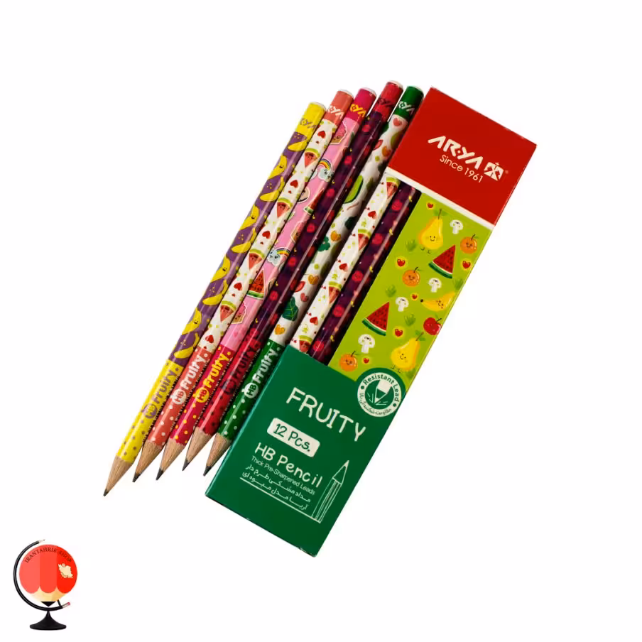 مداد مشکی طرح میوه آریا بسته 12 عددی