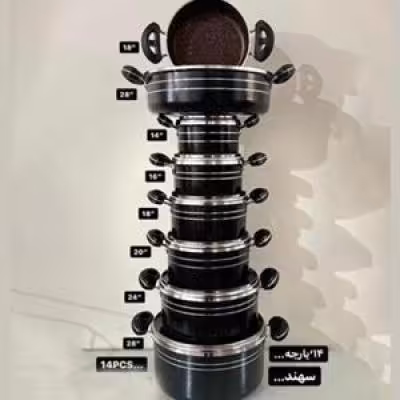 سرویس قابلمه تفلون 14 پارچه سهند مشکی