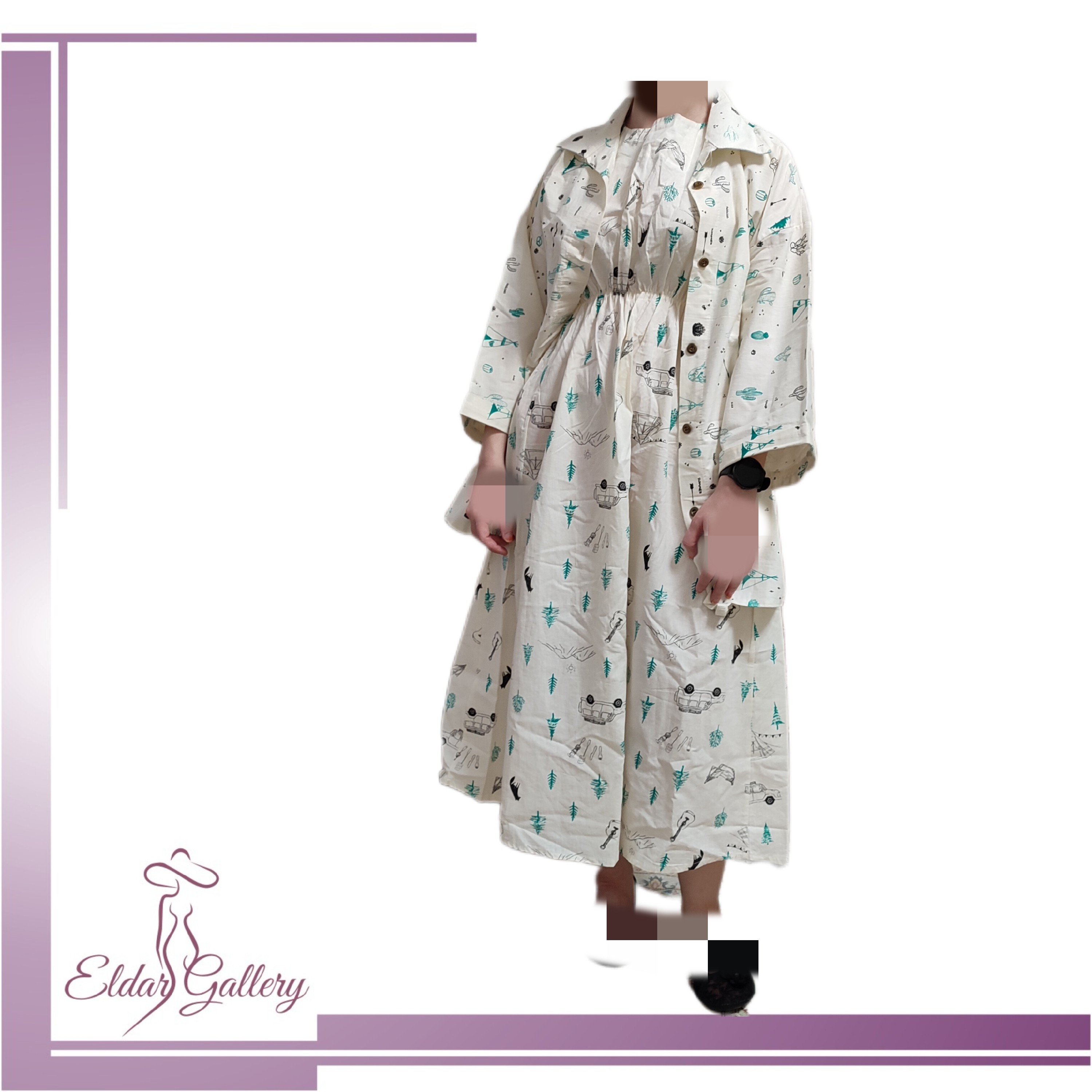 ست پیراهن (سارافون) و رویه لینن زنانه
