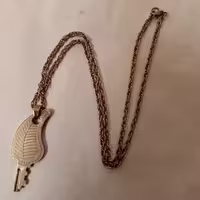 گردنبند اسپرت زنانه و مردانه طرح کلید برگ نقره ای رنگ ثابت نیل