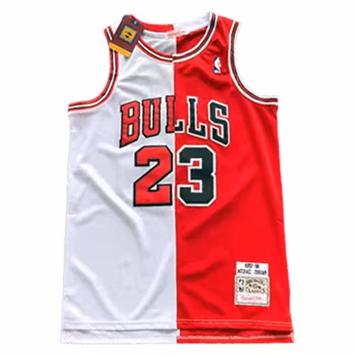 لباس بسکتبالی شیکاگو بولز شماره 23 بازیکن JORDAN سفید قرمز|ورژن پلیری
