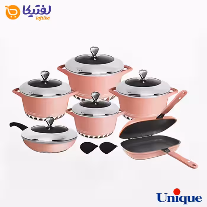 سرویس قابلمه گرانیتی یونیک 15 پارچه صورتی UN-8746