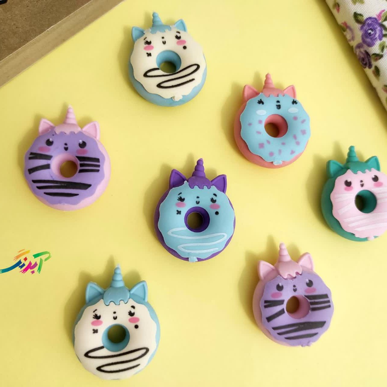 پاک کن دونات فانتزی تک شاخ درچند رنگ فوق العاده باکیفیت