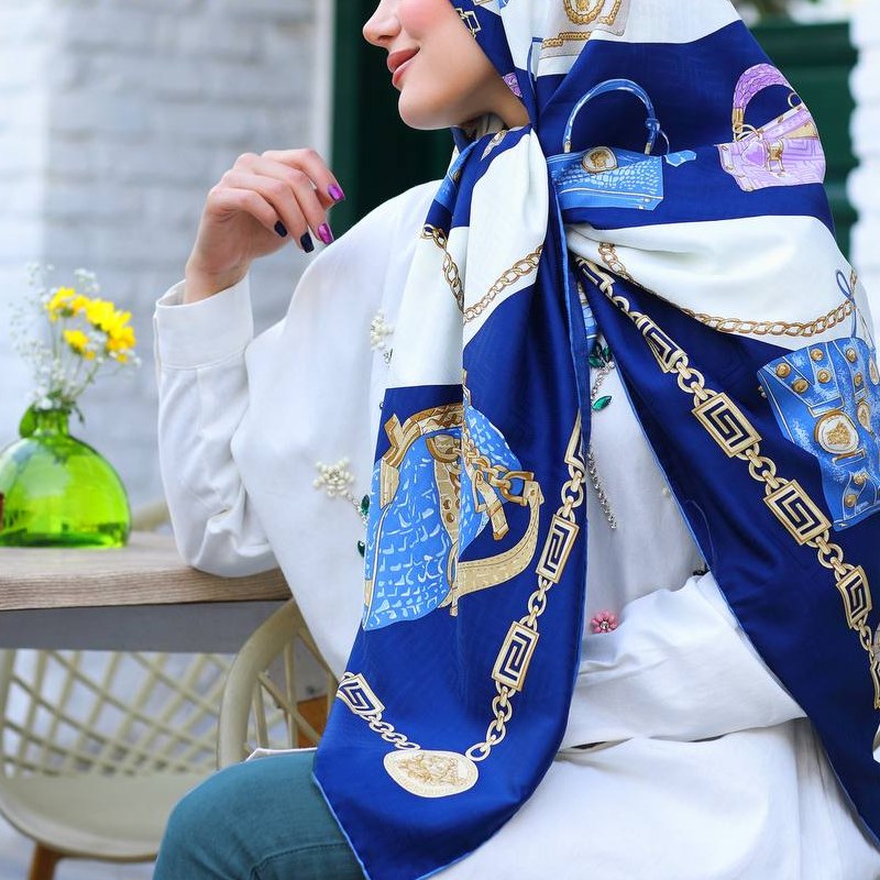 روسری ابریشم ژاکارد مجلسی کد31488(5)