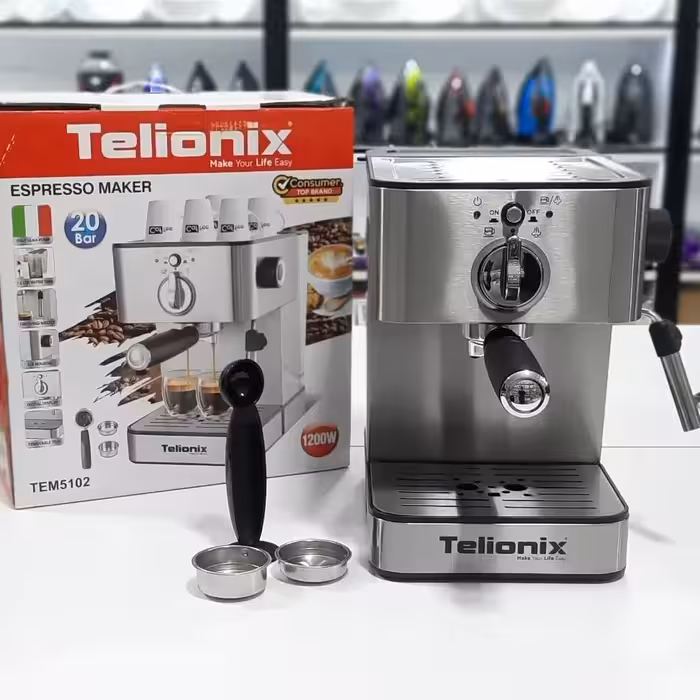  اسپرسوساز تلیونیکس مدل 5102
توان مصرفی 1200W 
توان بخار 20 بار