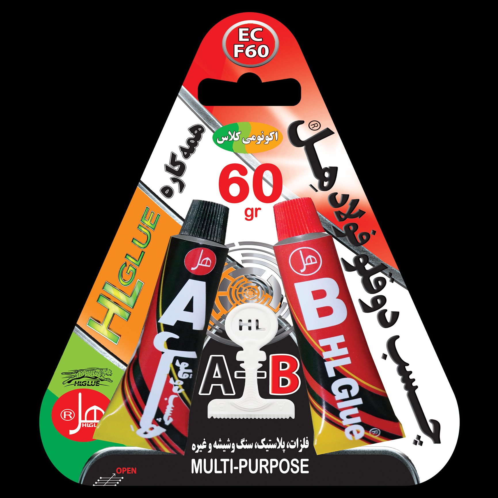 چسب دوقلو فولاد اکونومی تیوپی 60 گرمی هل