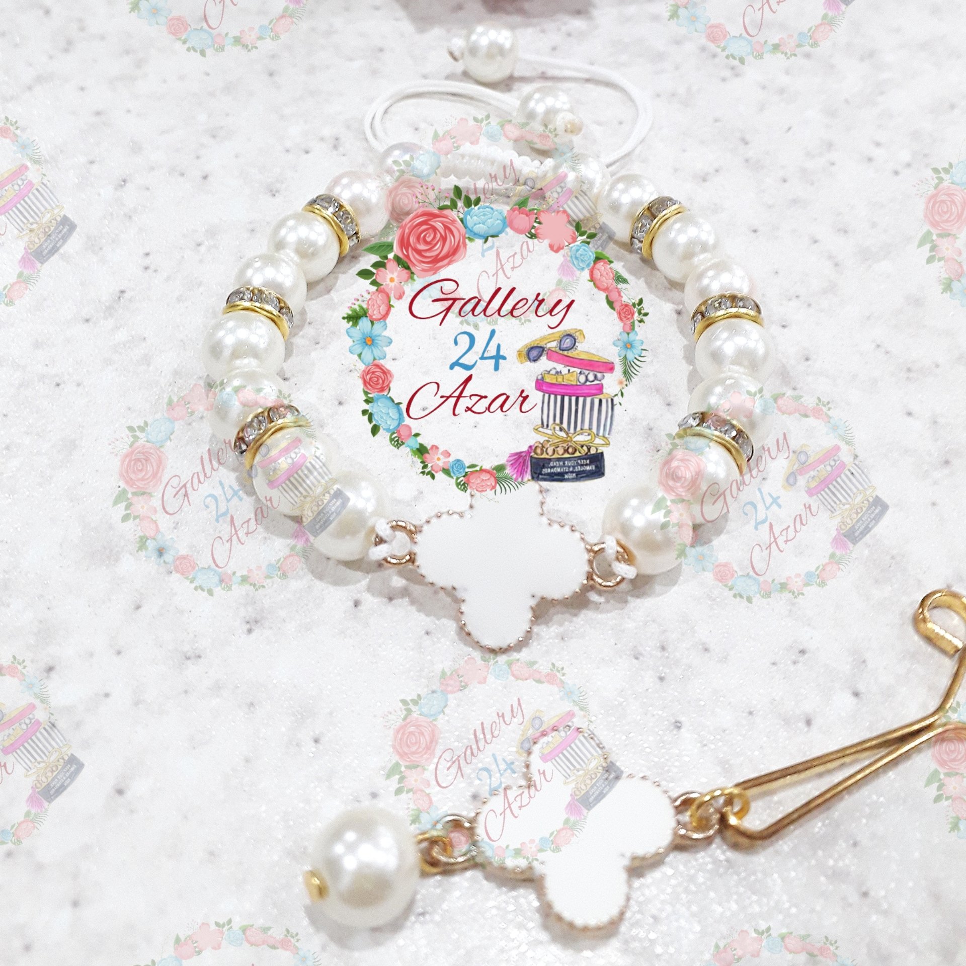 ست دستبند و گیره با پلاک چهار پر