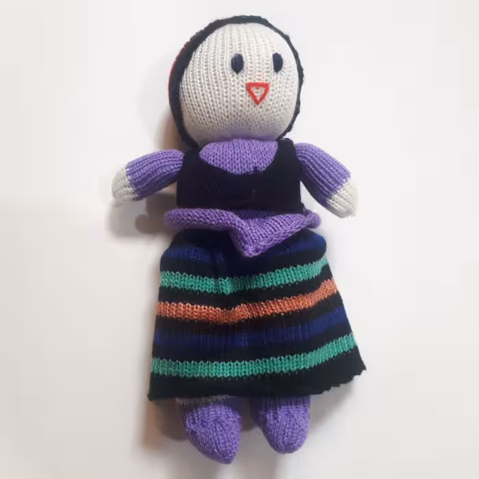 عروسک بافت ماشینی سنتی شیوا سایز 30 سانت رنگ بنفش