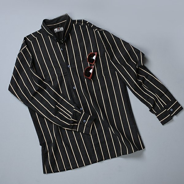 پیراهن مردانه راه راه سایز دوایکس لارج xxl مشکی سفید