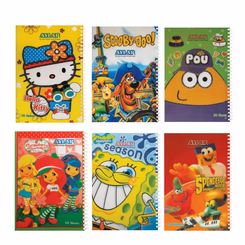 دفتر 50 برگ آیلار مدل فانتزی مجموعه 6 عددی