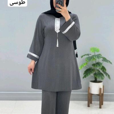 مانتو شلوار زنانه کرپ مدل تونیک و شلوار کریشه پانیذ