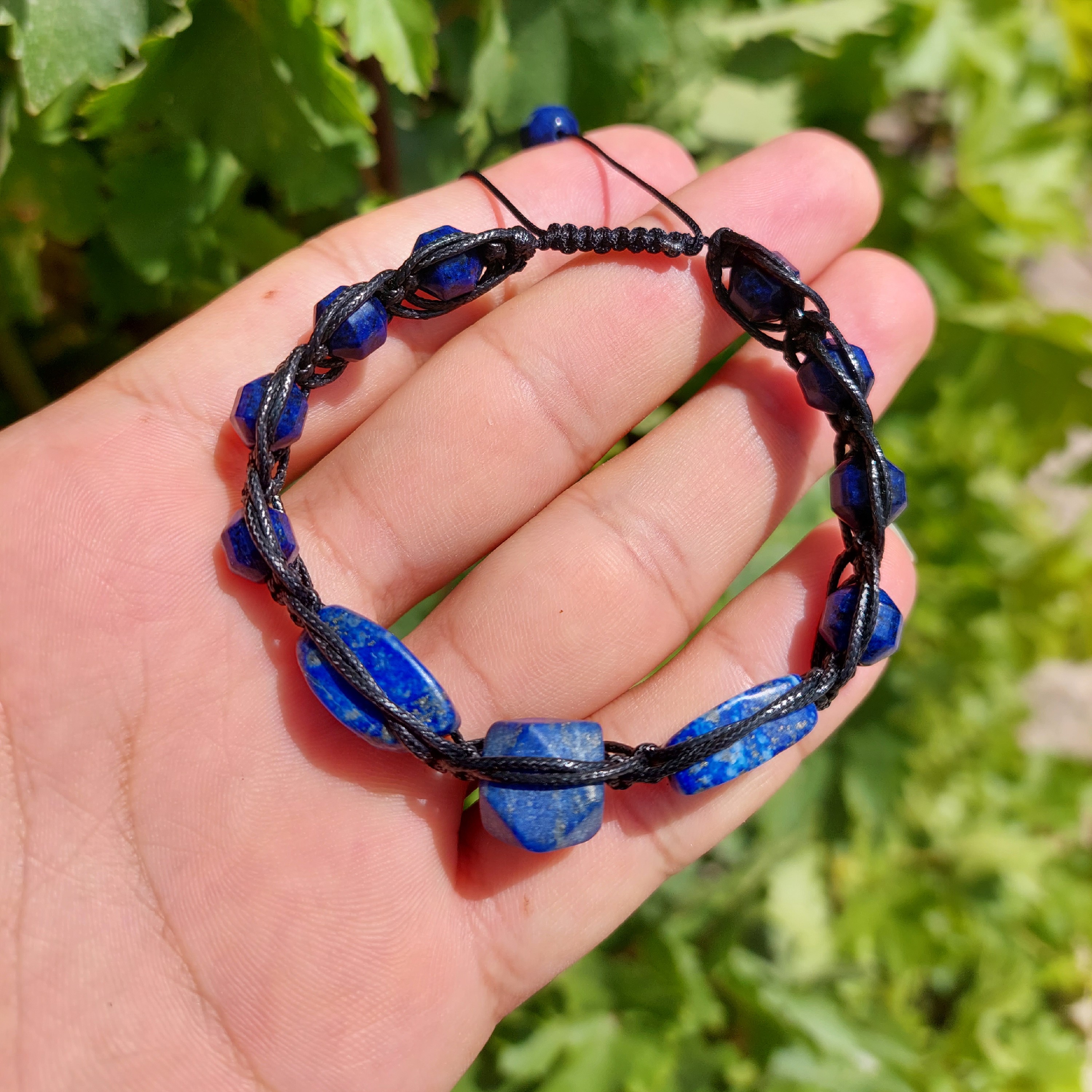 دستبند بافت چرمی لاجورد