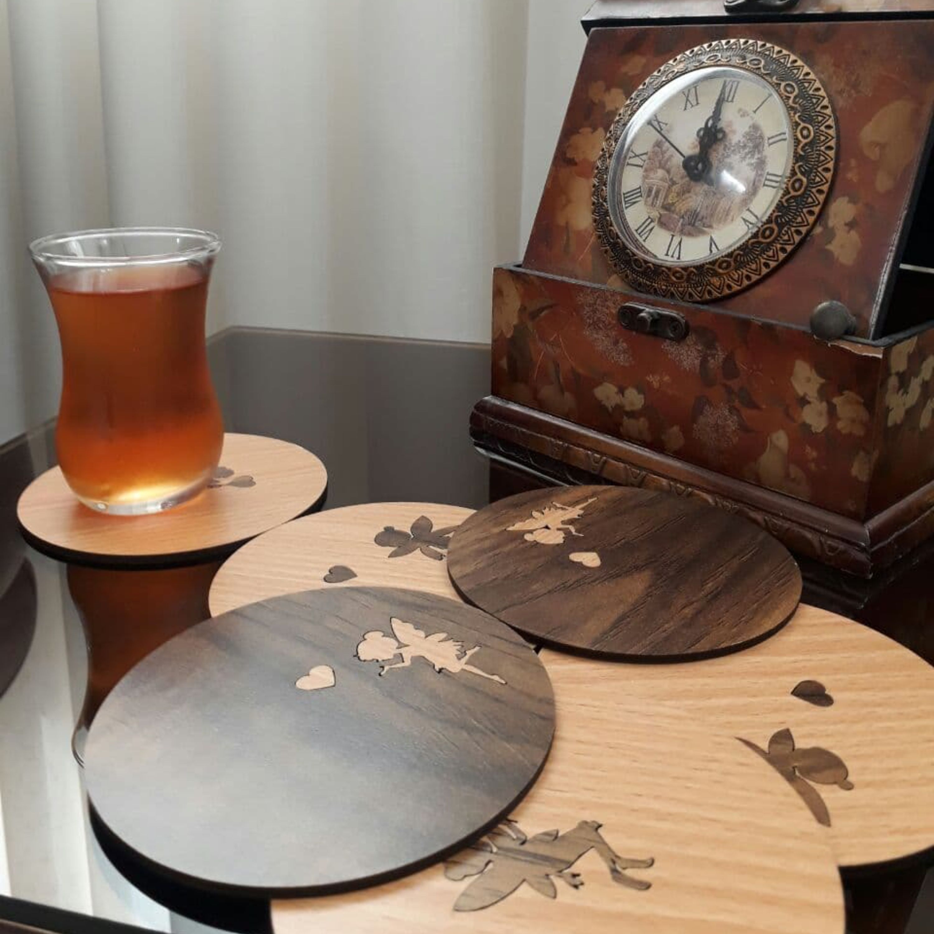 زیر لیوان آنجل قطر 10(طرح فرشته تو پر) بسته 6عددی