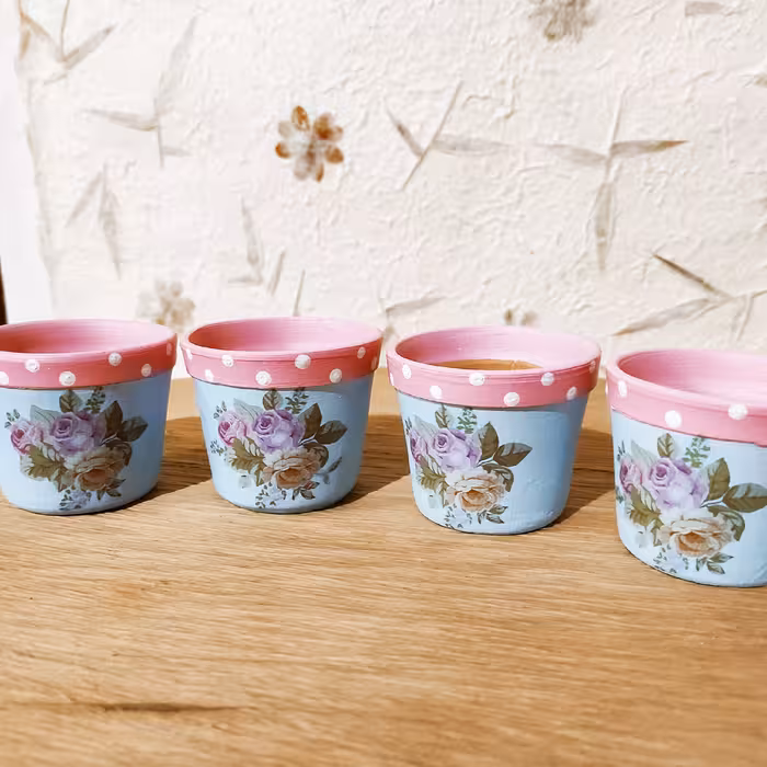 ست 4عددی مینی گلدان های سفالی(6سانتی متر)