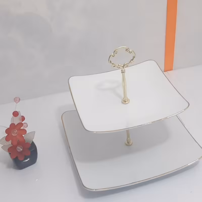 شیرینی خوری دو طبقه لب طلا 