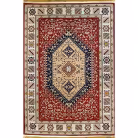 گلیم ماشینی افرند کد 9906 زمینه لاکی (شش متری)