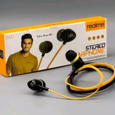 هندزفری رئالمی REALME دوگوش مشکی طلایی مکالمه دار