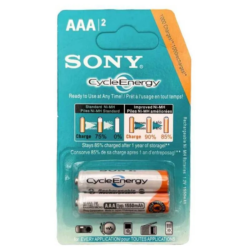 باتری نیم قلمی قابل شارژ سونی مدل NH-AA HR15/51 ظرفیت 1550 میلی آمپر ساعت بسته 2 عددی