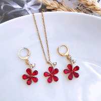 ️نیم ست جواهری استیل طرح گل