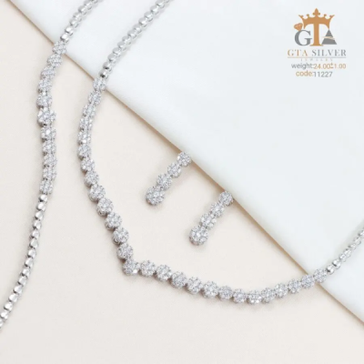 سرویس نقره شیک و ظریف طرح فلاور ارزان عیار 925 کد 11227