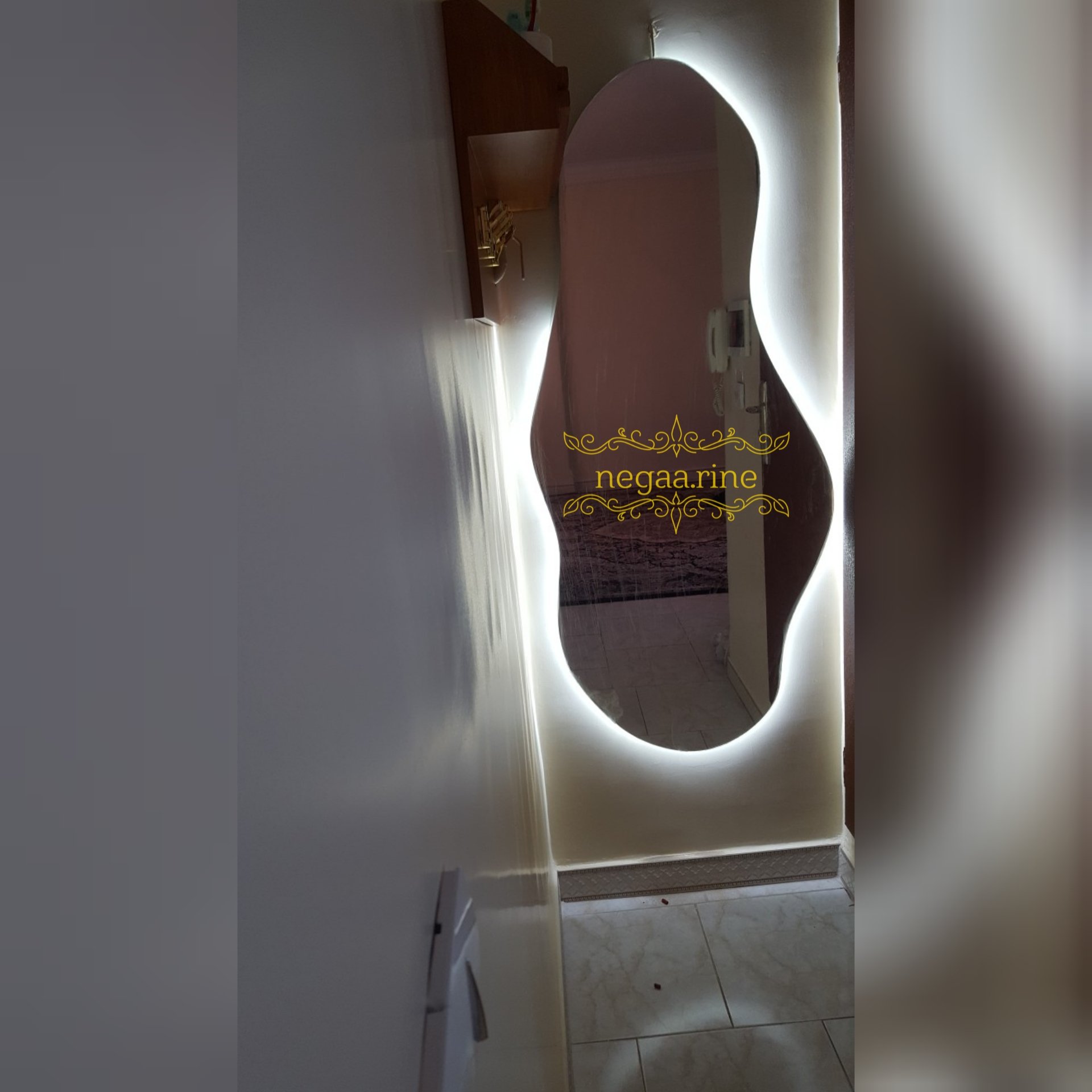 آینه قدی دیواری دفرمه بک لایت ابعاد 160/70